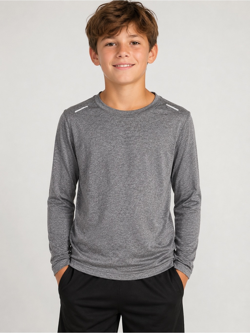 Russell Athletic Gray Long-Sleeve Performance Tee